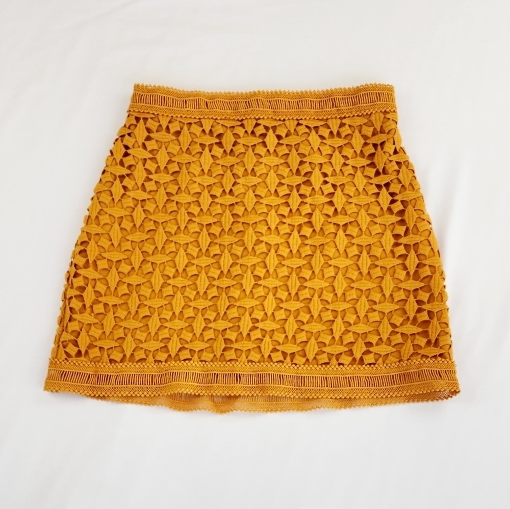 Stylestalker Mustard Lace Mini  Skirt